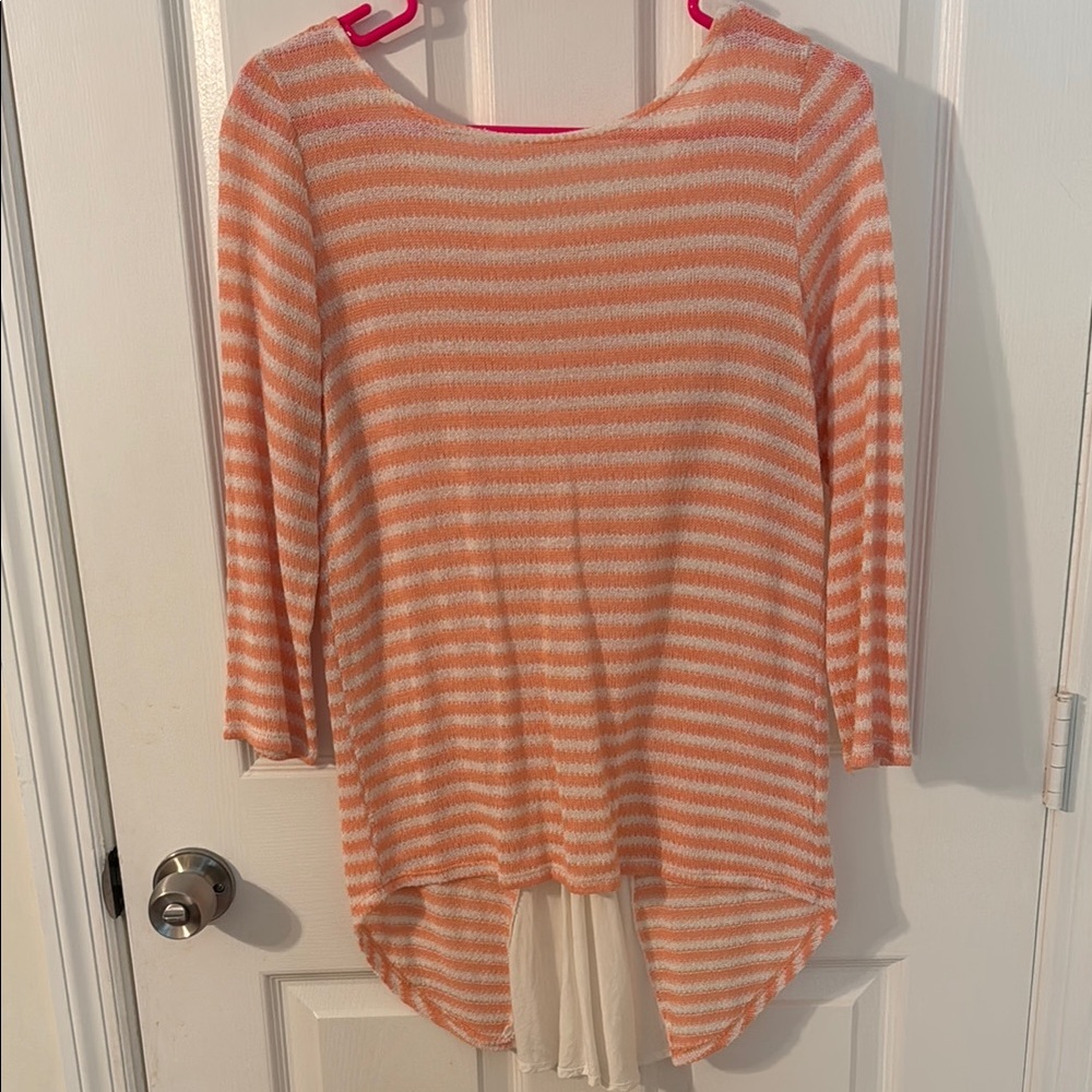 Fantastic Fawn Coral and White Asymmetrical Tunic